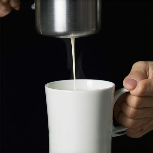Barista demonstrating advanced milk steaming method for microfoam.