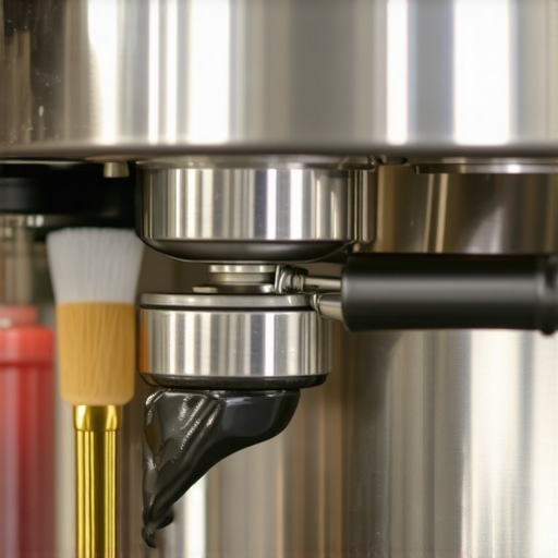 Home Espresso Machine Maintenance Tools Person cleaning espresso machine with brushes and descaling solution