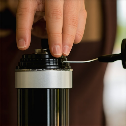 Mastering Grinder Calibration A person calibrating a coffee grinder for consistency