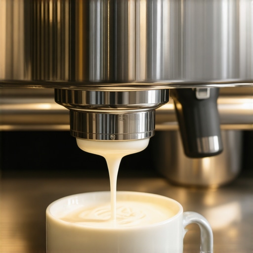 A barista steaming milk, creating microfoam with a steam wand