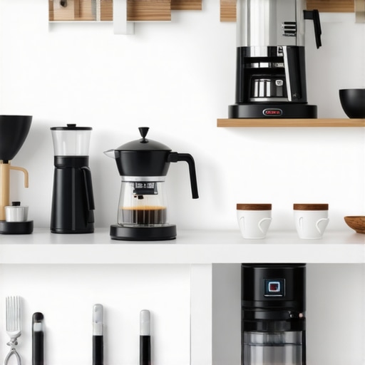 A professional-grade coffee station with espresso machine and accessories
