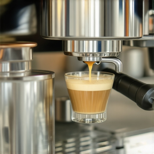 Barista adjusting espresso machine settings with tools and scales