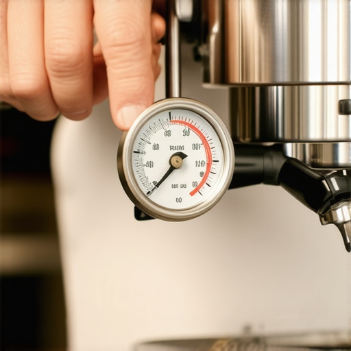 Home barista adjusting a pressure gauge on an espresso machine for precise calibration.