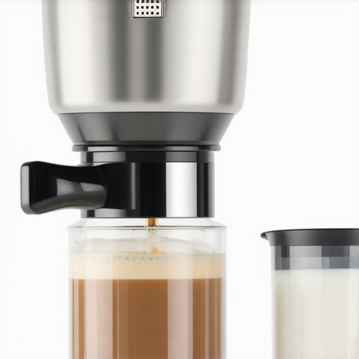 Home barista preparing espresso with grinder and milk frother