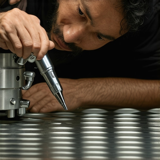 A barista using specialized maintenance tools on an espresso machine.
