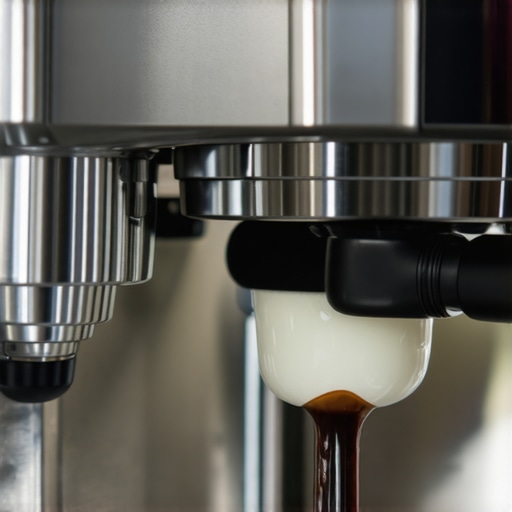 A detailed shot of a barista using ultrasonic cleaner on espresso machine parts