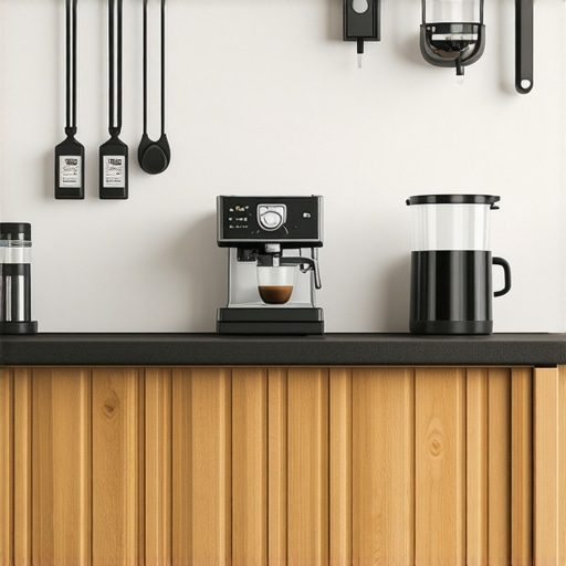 Home espresso station with tidy, hidden cables and cable clips