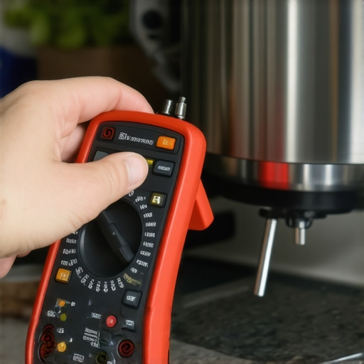 Precision Maintenance for Your Espresso Machine Hand testing espresso machine sensor with a multimeter