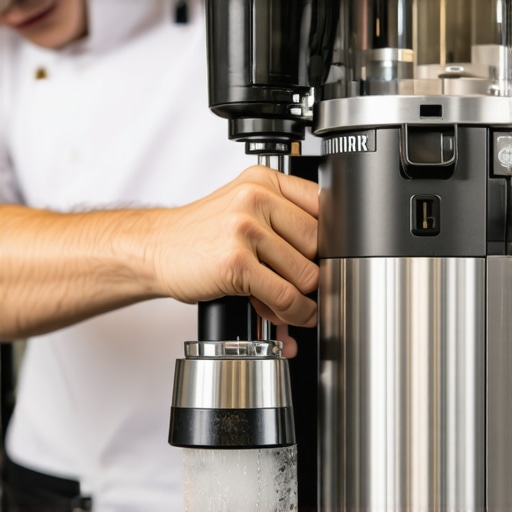 Close-up of a coffee grinder equipped with cooling features, ready for peak operation.