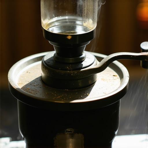 Close-up of a barista wiping coffee grinder chamber with alcohol to reduce static