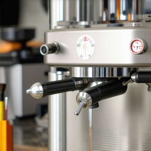 A dedicated home barista performing maintenance on espresso gear Close-up of a person cleaning and calibrating an espresso machine with tools for optimal performance