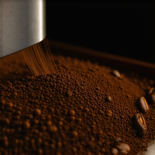 Close-up of espresso grinder being fine-tuned for light roast beans