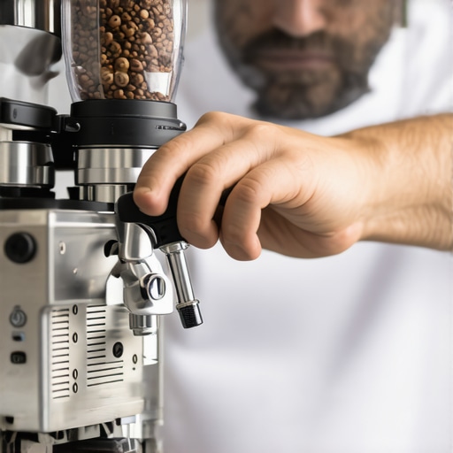 A professional barista adjusting a high-end espresso grinder for optimal performance