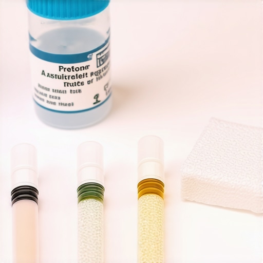 A hand holding a water testing kit with strips measuring mineral content