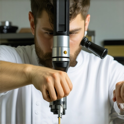 Barista calibrating and cleaning espresso machine for optimal performance