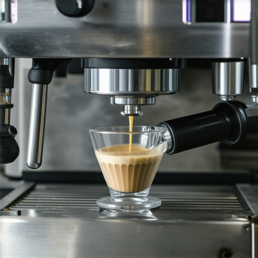 A barista using a digital scale to calibrate an espresso machine for optimal performance.