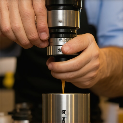 Barista using a caliper to calibrate a coffee grinder for consistent espresso grind size