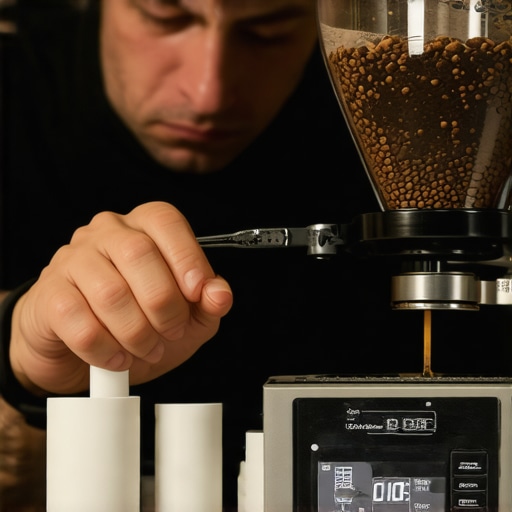 Precision Grinder Calibration in Action A home barista using a digital scale and weights to calibrate a coffee grinder.