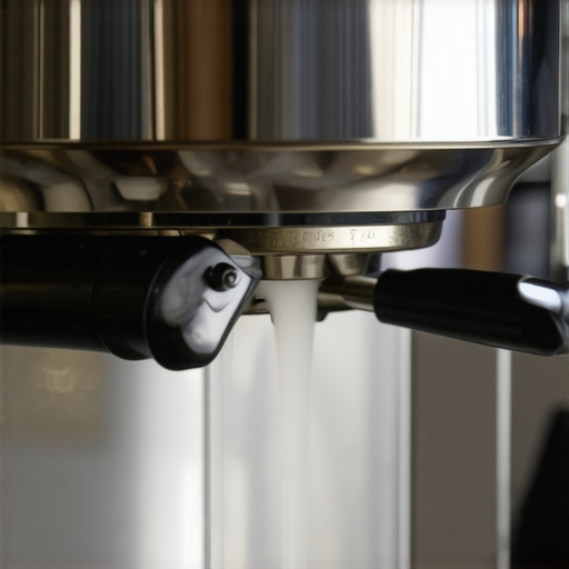 A barista preheating an espresso portafilter with hot water