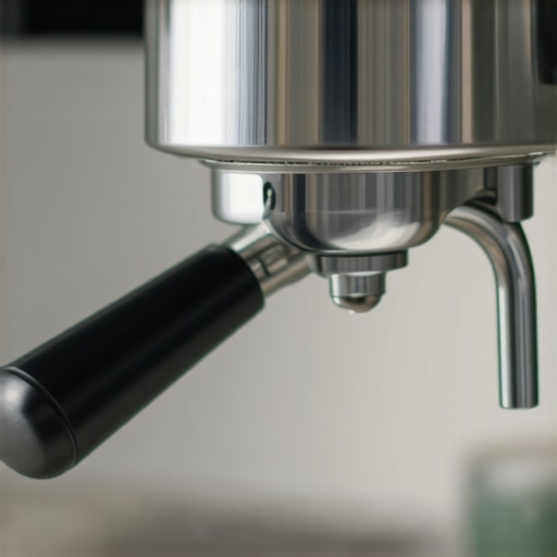 Close-up of a professional espresso machine's group head showing gasket replacement tools and a clean portafilter.