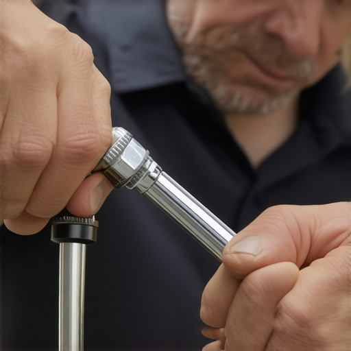 Repairing an espresso machine's steam wand A close-up of a technician tightening a steam wand on an espresso machine, focusing on gasket and connection.
