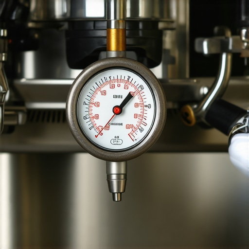 A barista measuring boiler pressure with a gauge for optimal espresso extraction