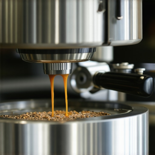 Barista checking espresso shot flow with a mirror