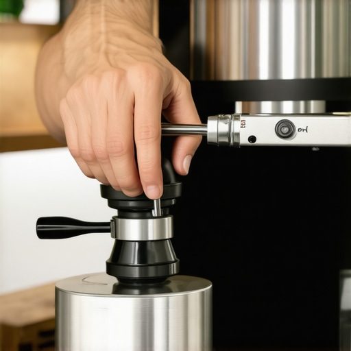 Barista adjusting a coffee grinder to improve grind consistency.