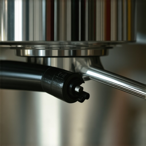 A barista cleaning an espresso machine pump, applying descaling solution to reduce noise