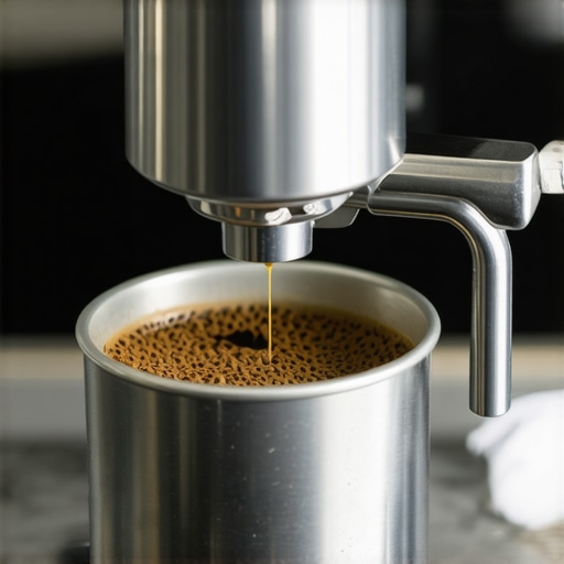 Even tamping for consistent espresso extraction Barista tamping coffee grounds evenly in a portafilter with a professional tamper