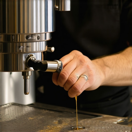 A barista adjusting an espresso machine for optimal performance