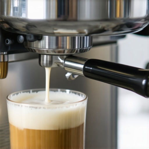 Barista steaming milk for perfect microfoam with espresso machine