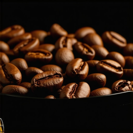 Freshly roasted coffee beans stored in a sealed container with a temperature gauge indicating optimal resting conditions.