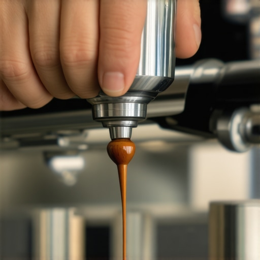 Barista tamping coffee evenly with a calibrated tamper for optimal espresso extraction.