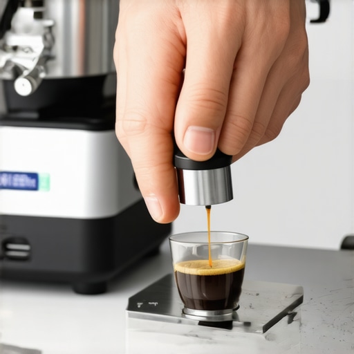 Precision Tools for Consistent Espresso A home barista calibrating their coffee grinder with weights to ensure perfect consistency.
