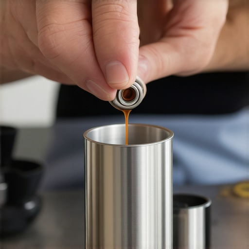 Technician carefully replacing an O-ring in an espresso machine for a proper seal