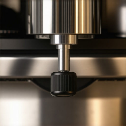 Close-up of a hand tightening a locking screw on a coffee grinder adjustment knob.