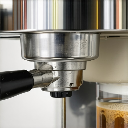 Hand adjusting the pressure valve on an espresso machine with a screwdriver