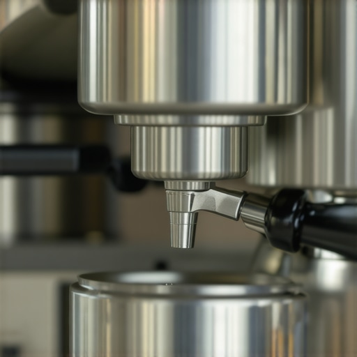 A skilled barista calibrating a coffee grinder using a precise tool to ensure perfect grounds for espresso