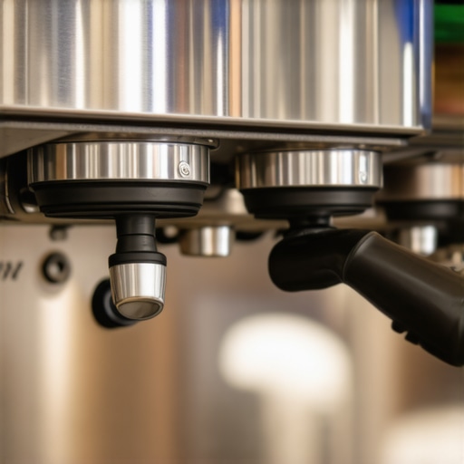 A detailed image showing a barista cleaning an espresso machine's steam wand with brushes and descaling tools.