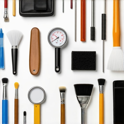 Tools for maintaining an espresso machine, including gauges, brushes, and water testers