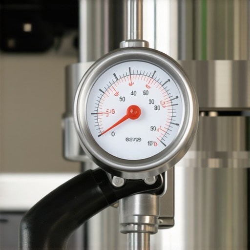 A detailed shot of an espresso machine pressure gauge indicating optimal pressure for extraction
