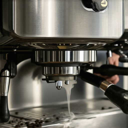 A barista cleaning an espresso machine with brushes and tools, highlighting ongoing maintenance.