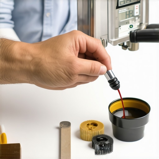 A close-up of a barista calibrating an espresso machine with a digital pressure gauge, surrounded by cleaning and calibration tools.