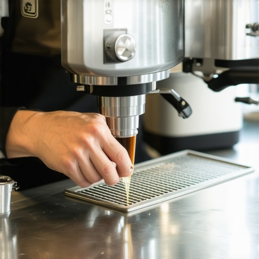 Expert Calibration of Espresso Equipment Barista adjusting their espresso machine with precision tools for optimal performance
