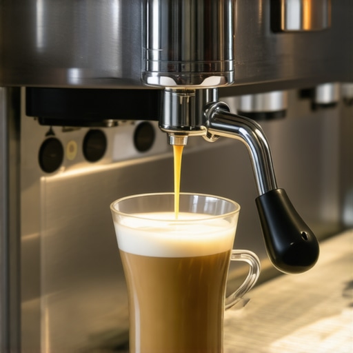 Close-up of barista adjusting steam wand for microfoam