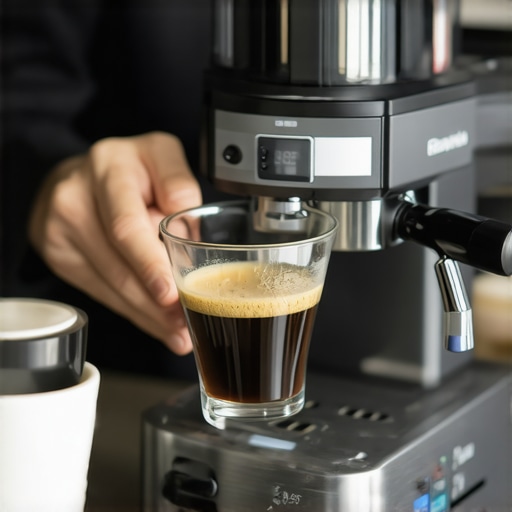 Precision Calibration for Coffee Equipment A barista carefully calibrating a coffee grinder with a digital scale for consistent espresso shots.