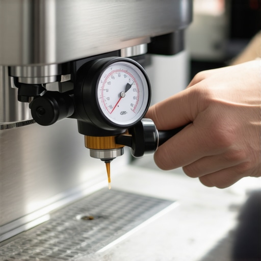 Barista using a digital tamper to ensure consistent tamping pressure on espresso grounds.