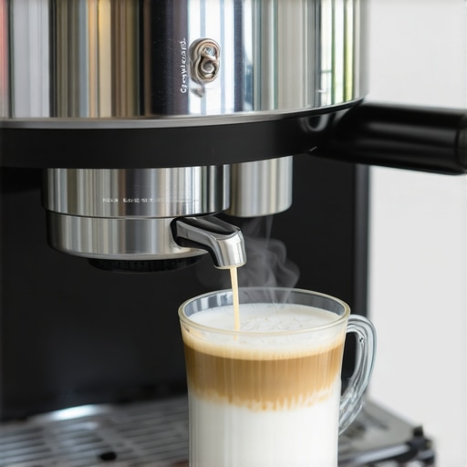 Close-up of quality coffee grinding and frothing tools ready for use in a well-organized home coffee station.