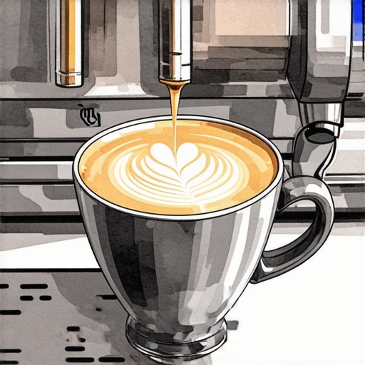 Barista pouring milk to create latte art with focus on hand position and milk flow